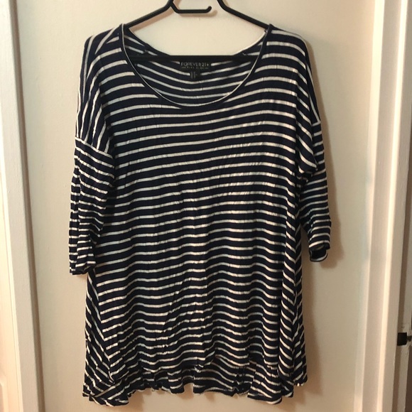 Forever 21 striped 3/4 sleeve shirt - Picture 1 of 3